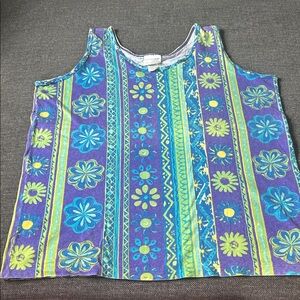 Vintage Pinwheels Colorful Floral Tank Top